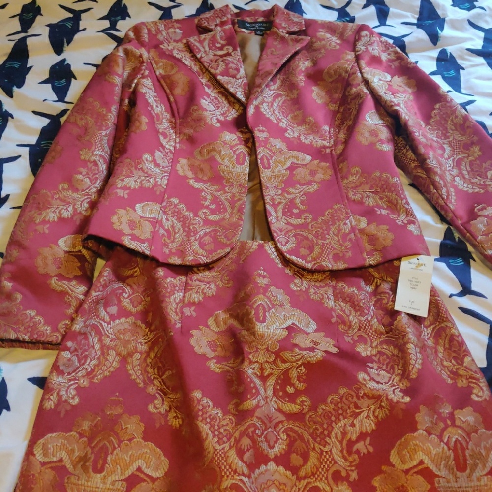 2 pc brocade style skirt suit
